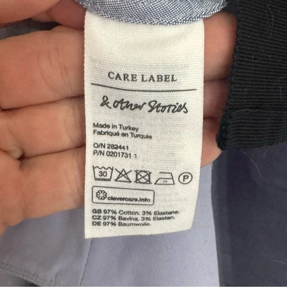 & Other Stories Paris Atelier Blue Shirt Dress with Black Waist Tie – Size US 4 - Picture 10 of 10